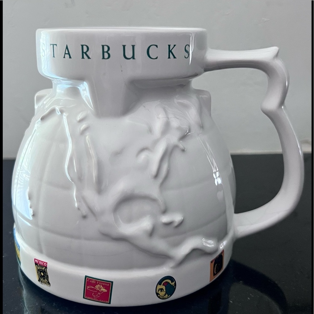 Starbucks Mug. 1990’s Vintage Globe World Mug. Stamps of Countries along bottom